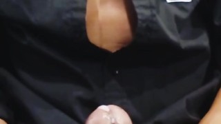 Slim asian guy jerk and cum in the office