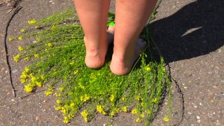 bare legs and hairy pussy outdoors