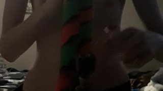 Dancing and toking in elegant panties
