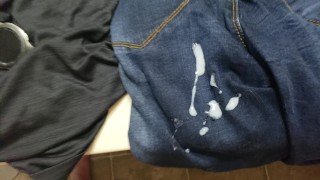 Big hung cock cumming thick white load.