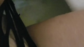 Fishnet Body Suit Pee In Strip Club Bathroom