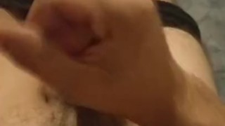 Skinny teen moaning while jerking off before bed