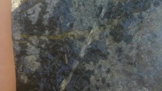 Long Pee Outside On Rock