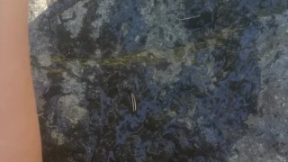 Long Pee Outside On Rock