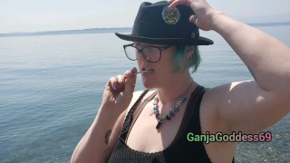 Seattle Ganja Goddess the Queen of Pussy Pops sucking lollipops: Cemetery Halloween licking candy