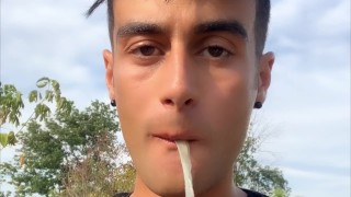 Eating cum of black straight friend´s used condom I found after his fuck