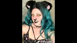 Blue haired babe photo slideshow including zombie and catgirl
