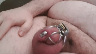 Chastity sub cums totally hands free