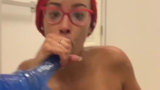 MissBNasty gets super sloppy with her dildo in dressing room