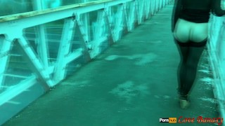 Risky Public Naked Walk & Masturbation over Busy Road - First Experience