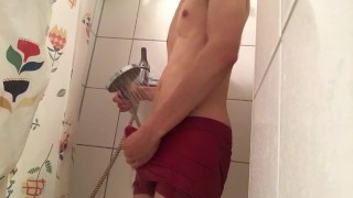 boy Shower jerk off and cum / wet underwear