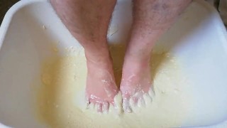 Fun with flour and yellow water