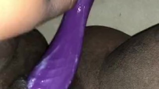 Creamy pussy cums all over her toy