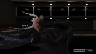 WHITE GIRL DOMINATES BIG BLACK DRAGON [BIG DICK] [CUTE WINGS]