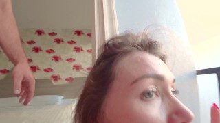 Young babe anal fucked on the hotel balcony with facial