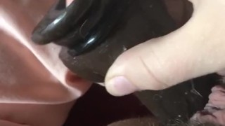 Fucking myself with black dildo