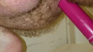 Fresh out of the shower anal dildo