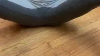 girl PEES THROUGH HER LEGGINGS AND THEN LICKS IT UP!!