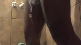 Stroking big black thick long dick