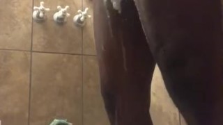 Stroking big black thick long dick