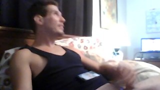 young muscular big cock 9in jackin off with a little help