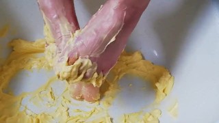 Fun with butter and dildo