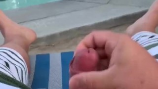 Jerking Off at the CCBC Resort - Early Morning Cumshot
