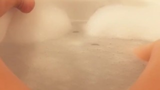 Rubbing my pussy in my hotel bathtub