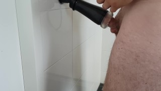 Shower Fleshlight Fuck with big cock while moaning