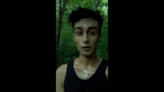 Taste my cum in the hot summer evening ( amateur cum to the camera )