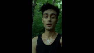 Taste my cum in the hot summer evening ( amateur cum to the camera )