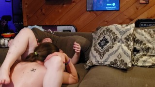 Undressing a BBW, taking turns going down, ending with POV BJ