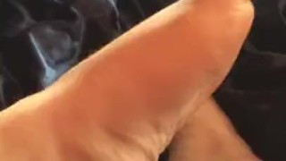Foot fetish, red toe nails
