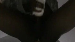 Black soldier rides dildo and uses fleshlight