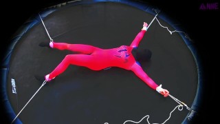 Spider woman cosplay self bondage