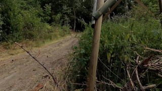 How far does she dare to walk away from her clothes naked in the woods?
