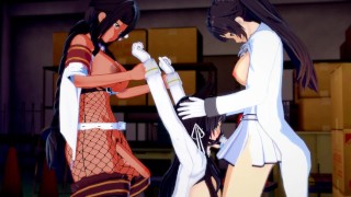 Azur Lane Ring Gagged Atago Facefucked by Takao and South Dakota