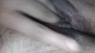 Thick girl fingers and plays with wet pussy and clit