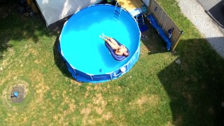 Drone Spy Naked Sexy Male In Pool - Voyeur, nudist, caught