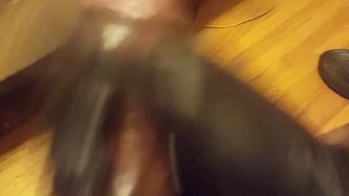 seeing if i like the glove or not, YUGE black cock cumshot