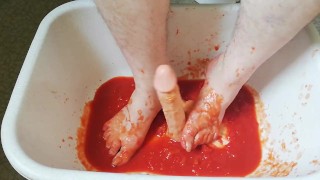 Fun with tomatoes and dildo