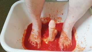 Fun with tomatoes and dildo