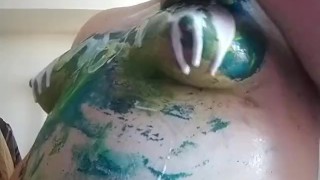 "Coconut" Pour and massage glue onto my nipples