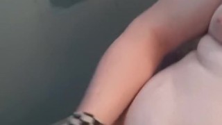 blue hair trans girl eats her own cum