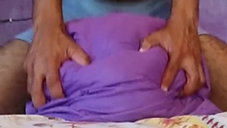 Horny boy grinds and hump pillow