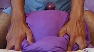 Horny boy grinds and hump pillow