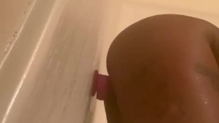 Shower play is fun with ebony kush involved