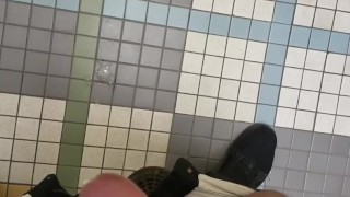 Daddy shooting load in public restroom