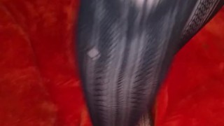 Fishnet foot tease with small cute feet from BabyB