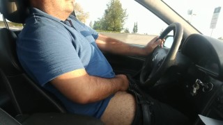 First time jacking off while driving in public, happy ending!!